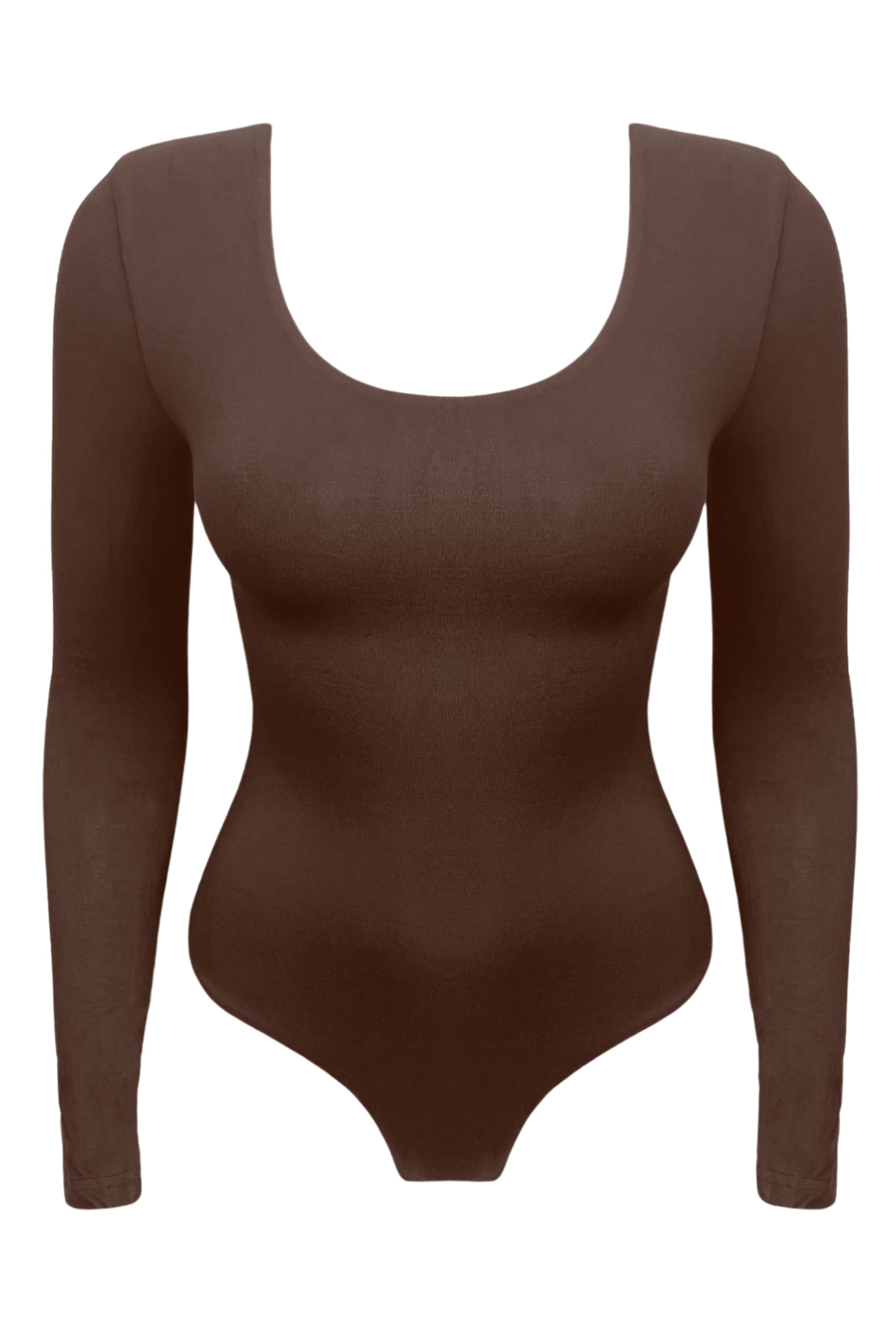 ZARA | Scoop neck long sleeve bodysuit - Chocolate