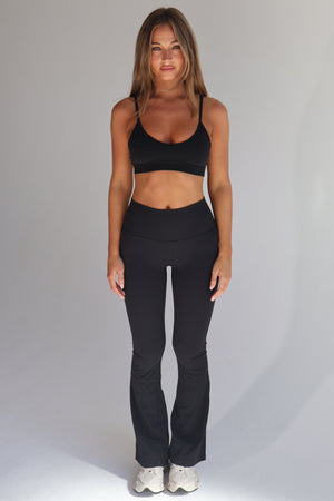 SERENA |  Active luxe flared leggings - BLACK