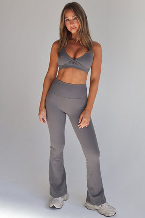 SERENA |  Active luxe flared leggings - STEEL