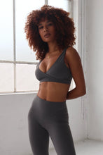 Load image into Gallery viewer, TIANNA | Active luxe crossover sports bra - STEEL
