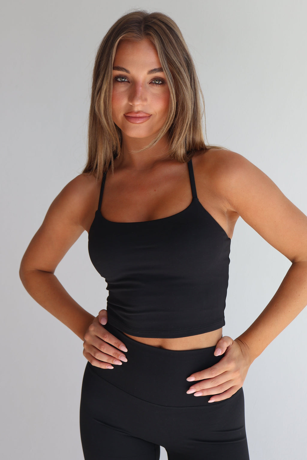 LANI | Active luxe cami crop tank - BLACK