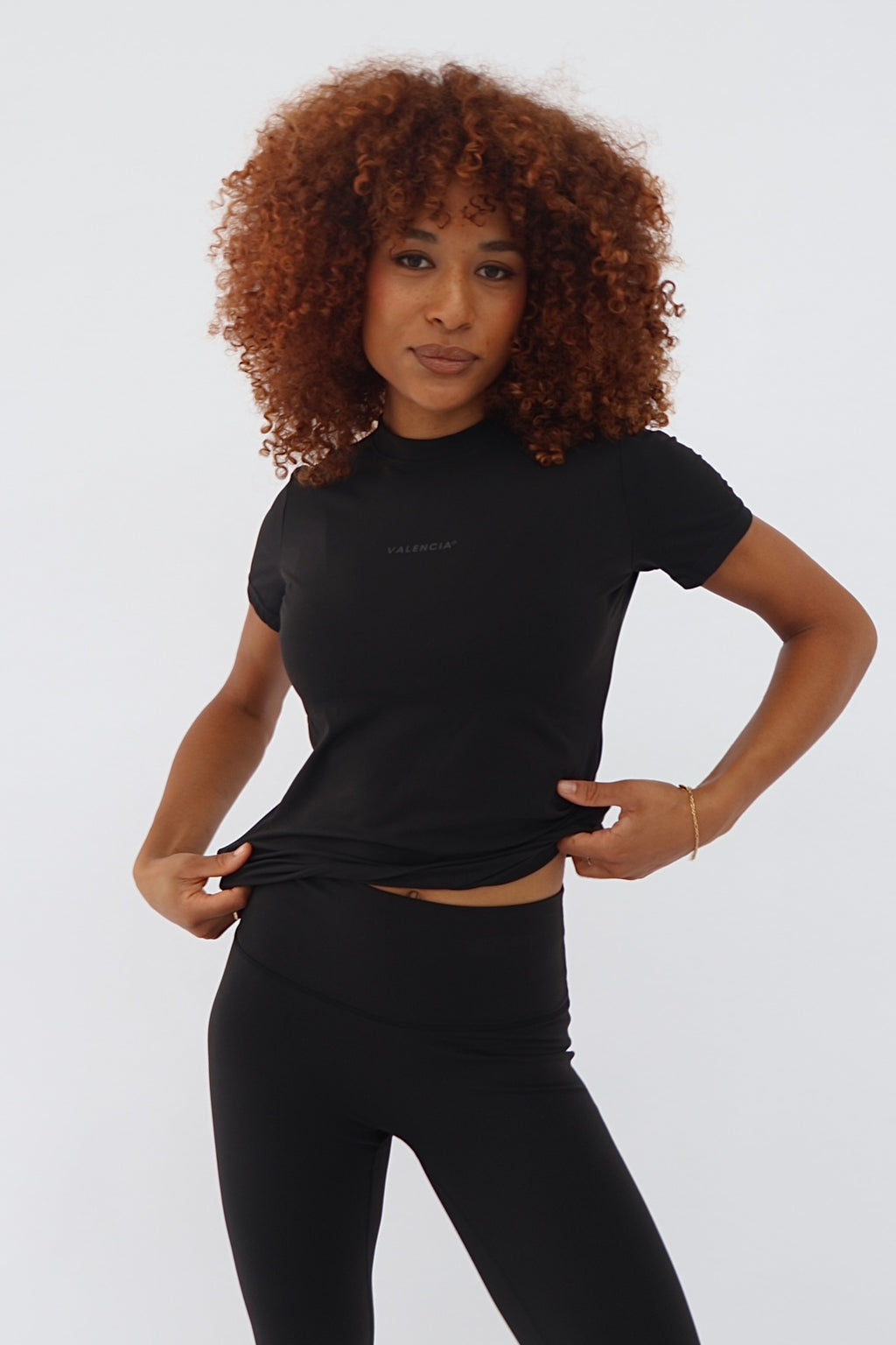 LEONA |  Active luxe fitted tee - BLACK