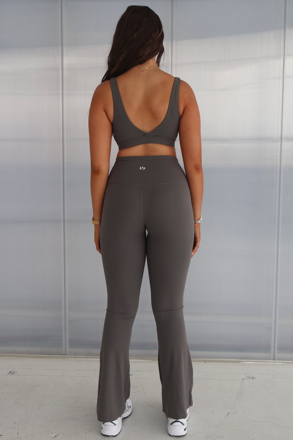 SERENA |  Active luxe flared leggings - STEEL