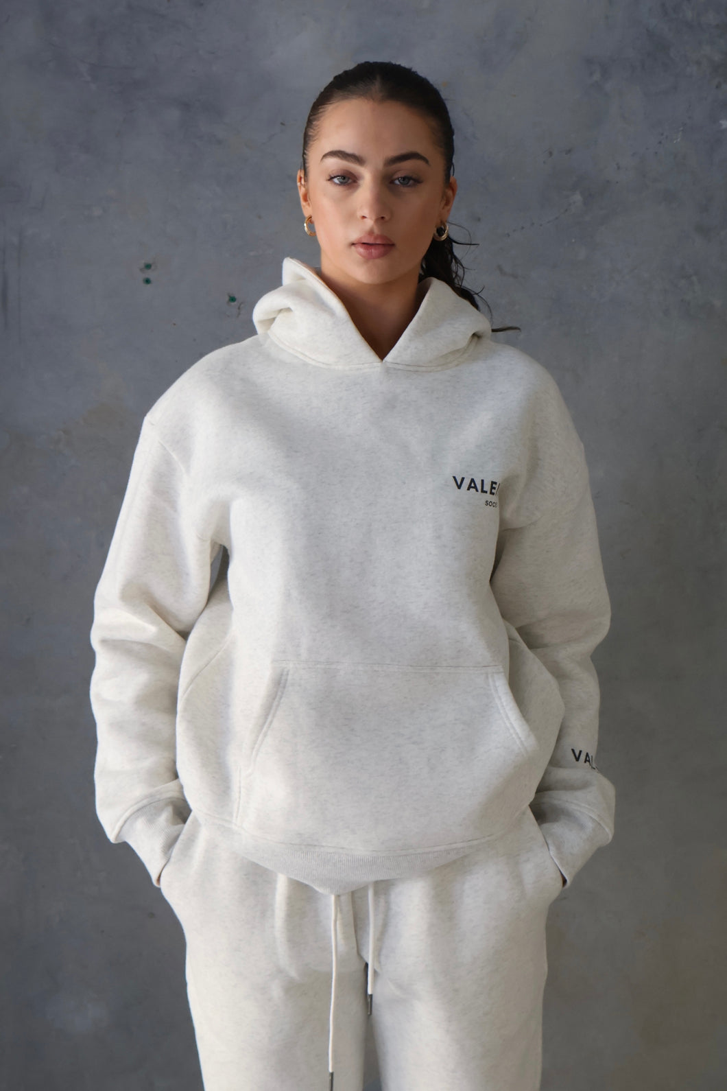 ALEX | Unisex fleece hoodie - SNOW MARLE