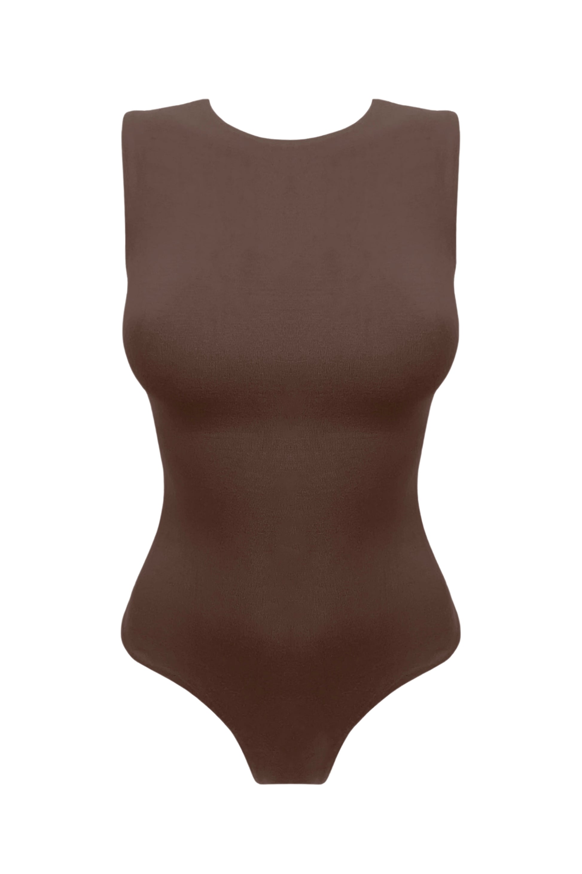 GRACE | Sleeveless crew neck bodysuit - Chocolate