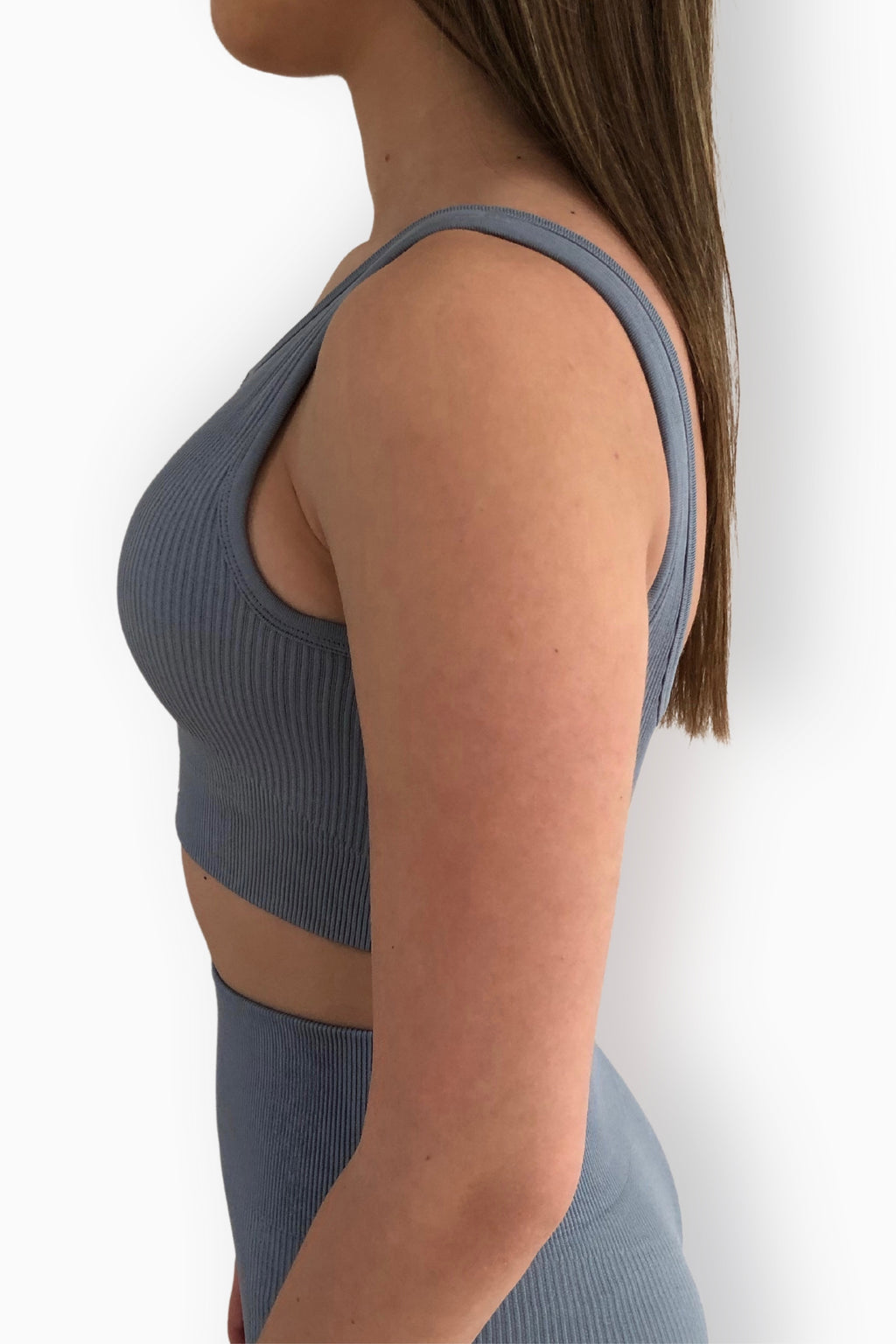 SAGE Ribbed V Neck Crop