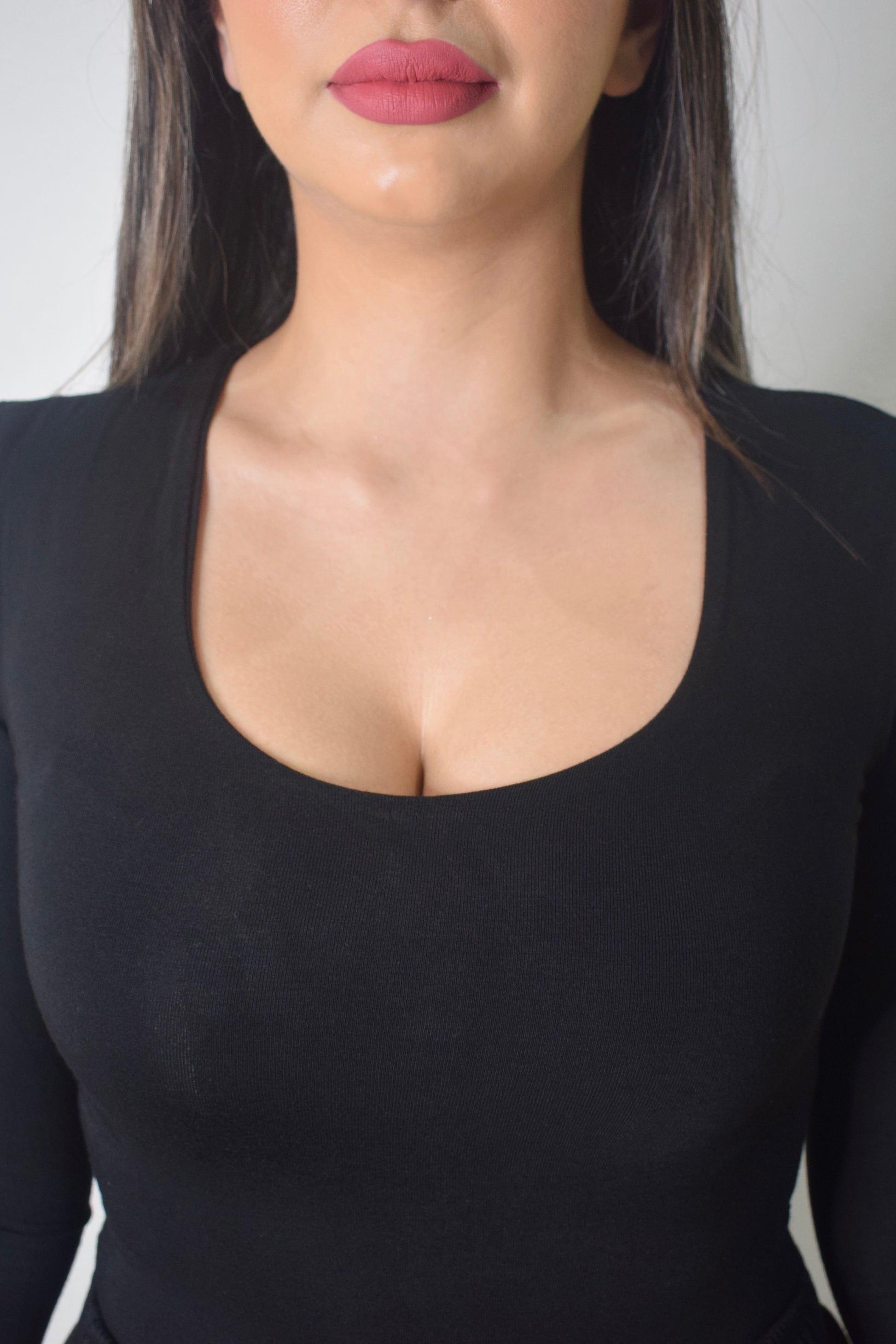 ZARA | Scoop neck long sleeve bodysuit - Black