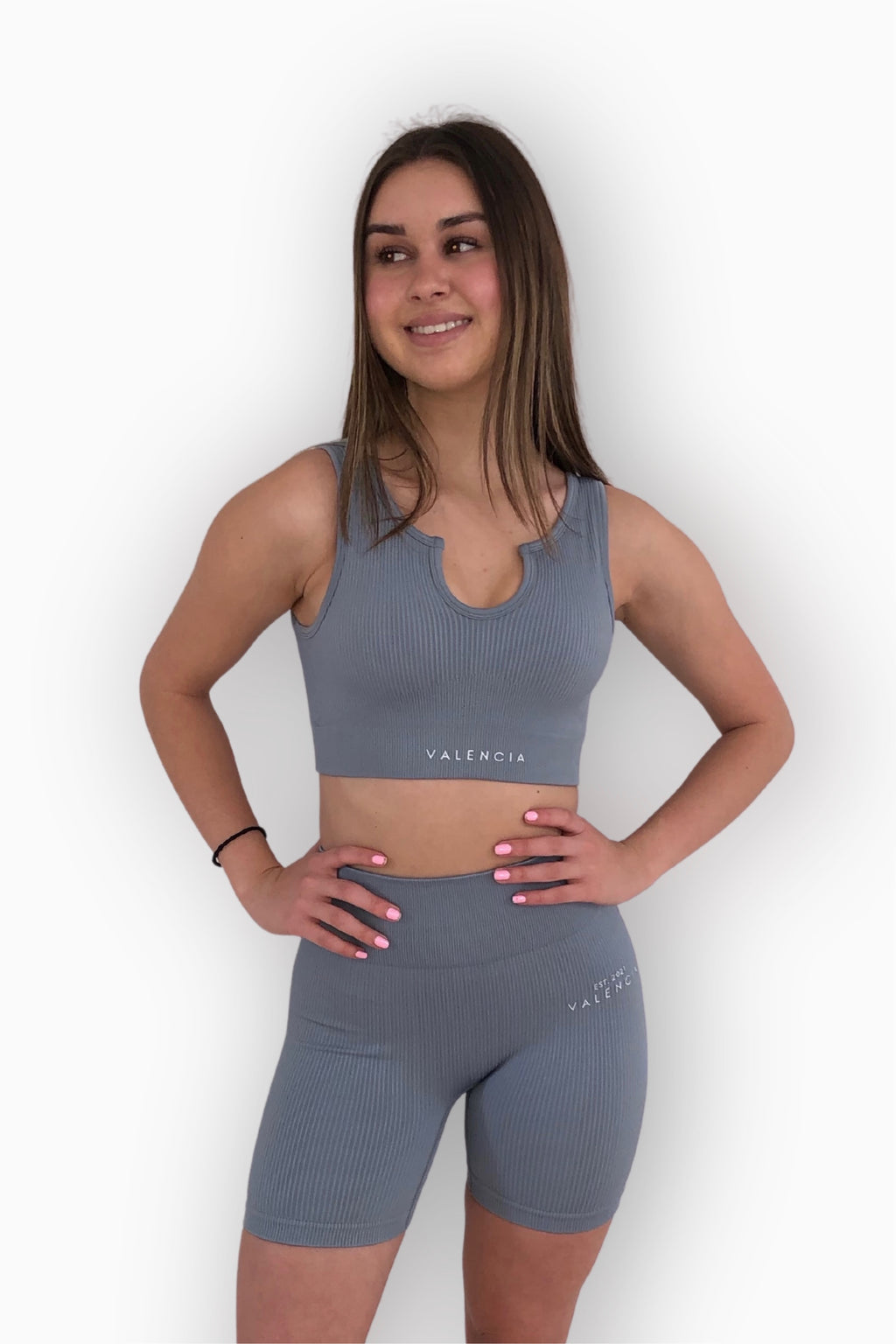 SAGE Ribbed V Neck Crop