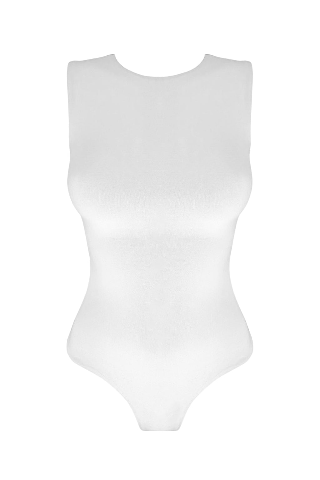 GRACE | Sleeveless crew neck bodysuit - White