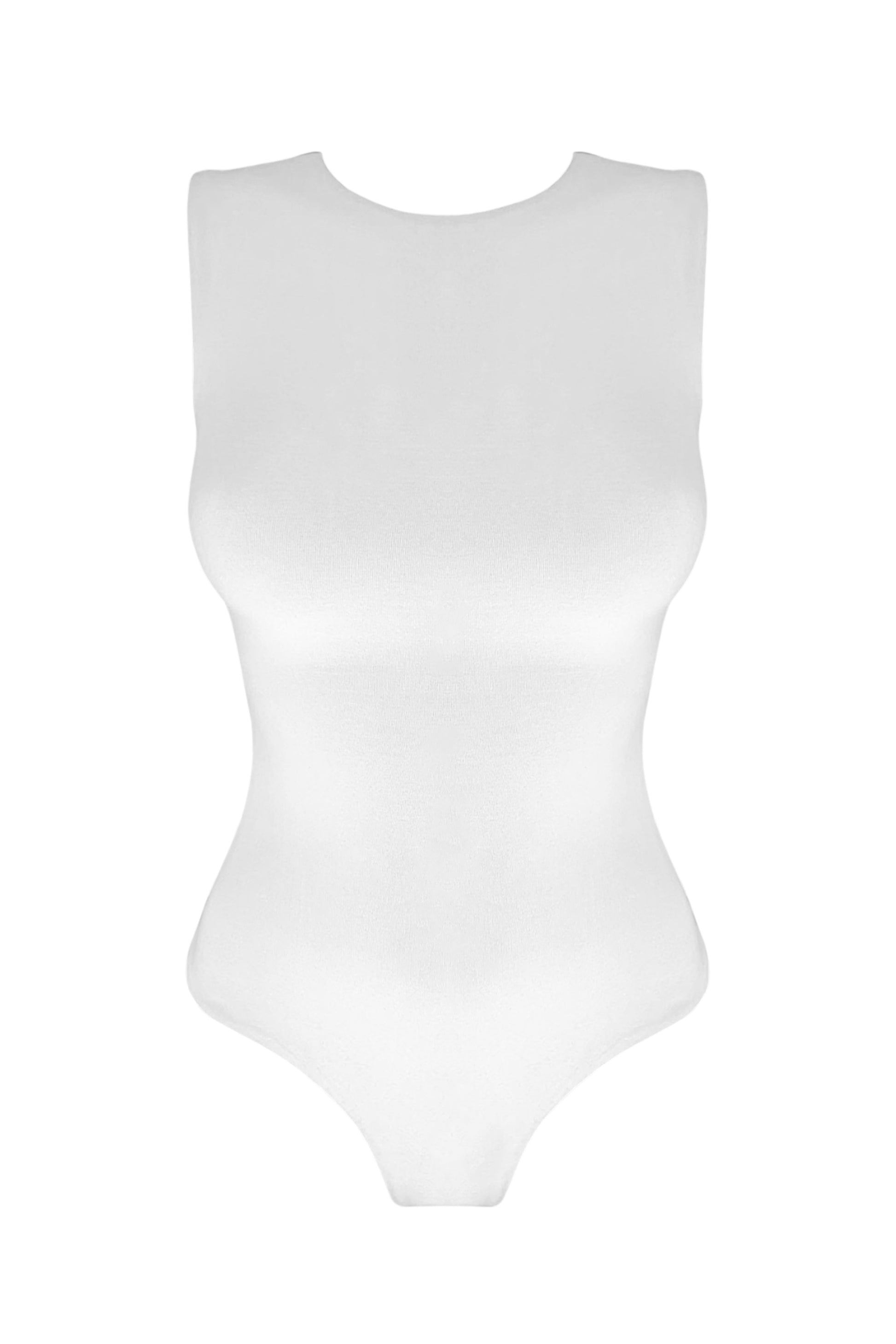 GRACE | Sleeveless crew neck bodysuit - White