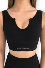 Load image into Gallery viewer, BLACK Ribbed V Neck Crop
