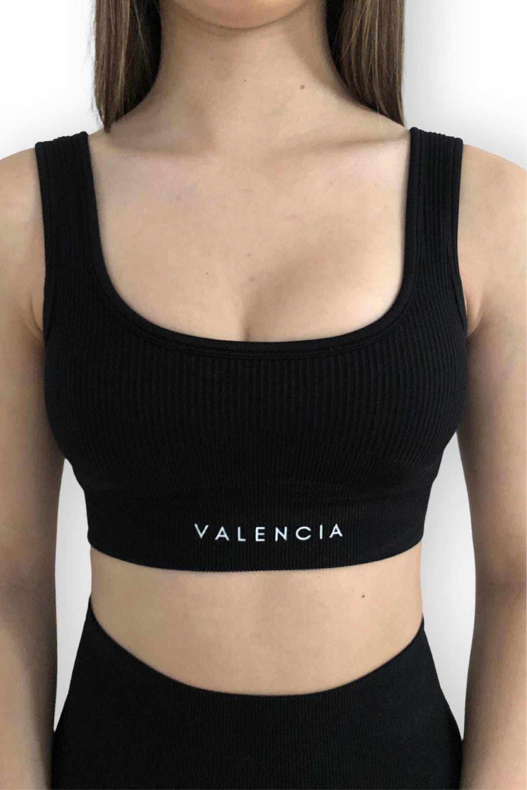 BLACK Ribbed Square Neck Crop