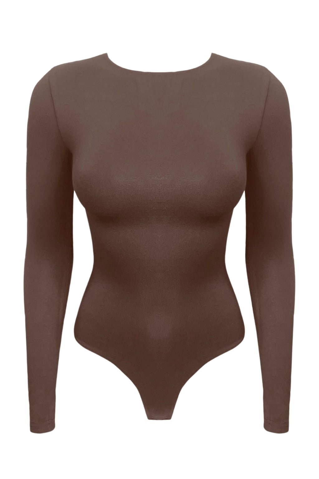 SOFIA | Long sleeve crew neck bodysuit - Chocolate