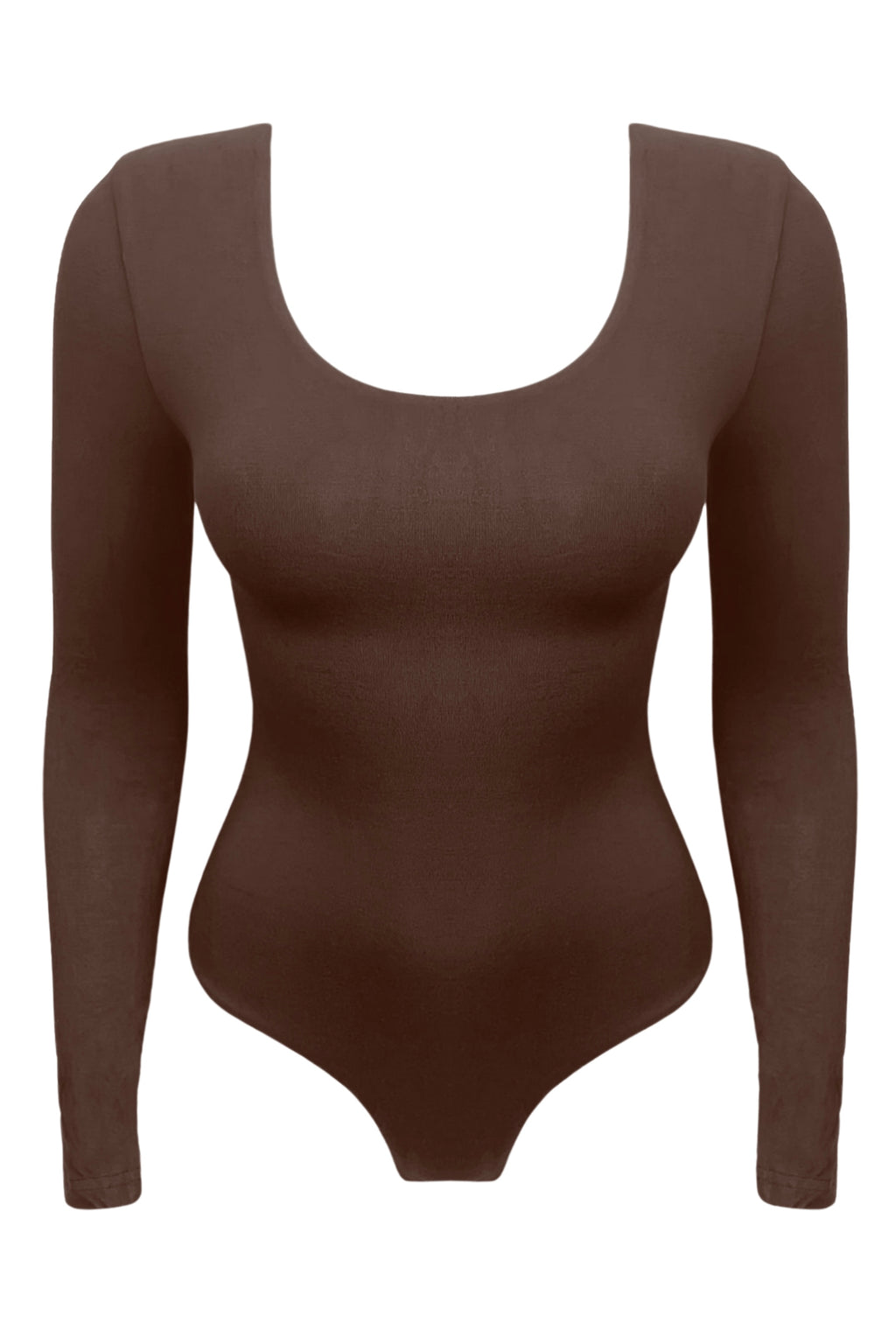 ZARA | Scoop neck long sleeve bodysuit - Chocolate