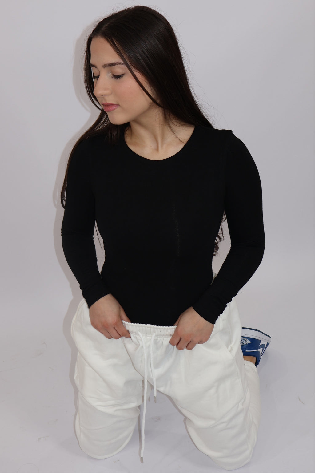 SOFIA | Long sleeve crew neck bodysuit - Black